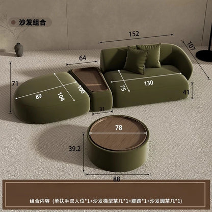 Curved Sofa Special Shaped Designer Beauty Salon Couch Lounge Area Sofa Coffee Table Set Furniture Velvet Living Room Sofas