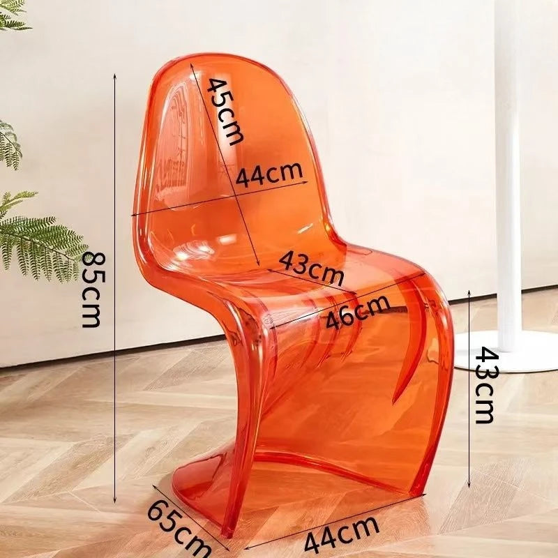 Panton Chair: Artistic Light Luxury Popular Transparent Plastic Chair Nordic Modern Minimalist with Backrest Fit for Home Dining