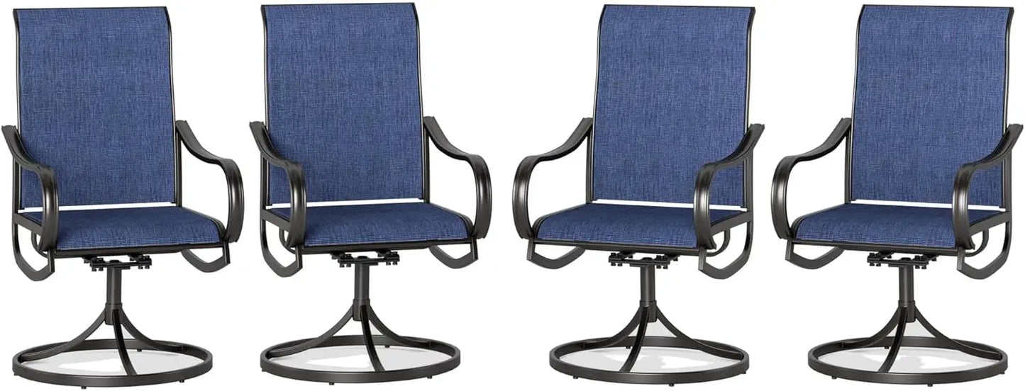 Outdoor Swivel Dining Chairs Set of 2 All Weather Patio Chairs with Padded Textilene Seat