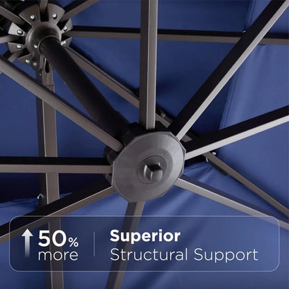 9' x 12' Cantilever Patio Umbrella 360°Rotation Rectangular Outdoor Large Offset Umbrellas Double Top Heavy Duty Windproof for G