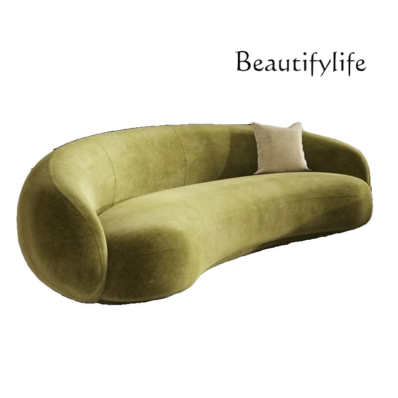 C Nordic Wabi-sandy Wind Curved Sofa Household Small Apartment Fabric Sofa