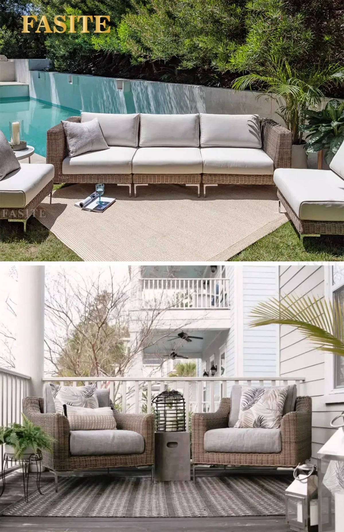 Outdoor rattan sofa outdoor rattan garden homestay sofa furniture