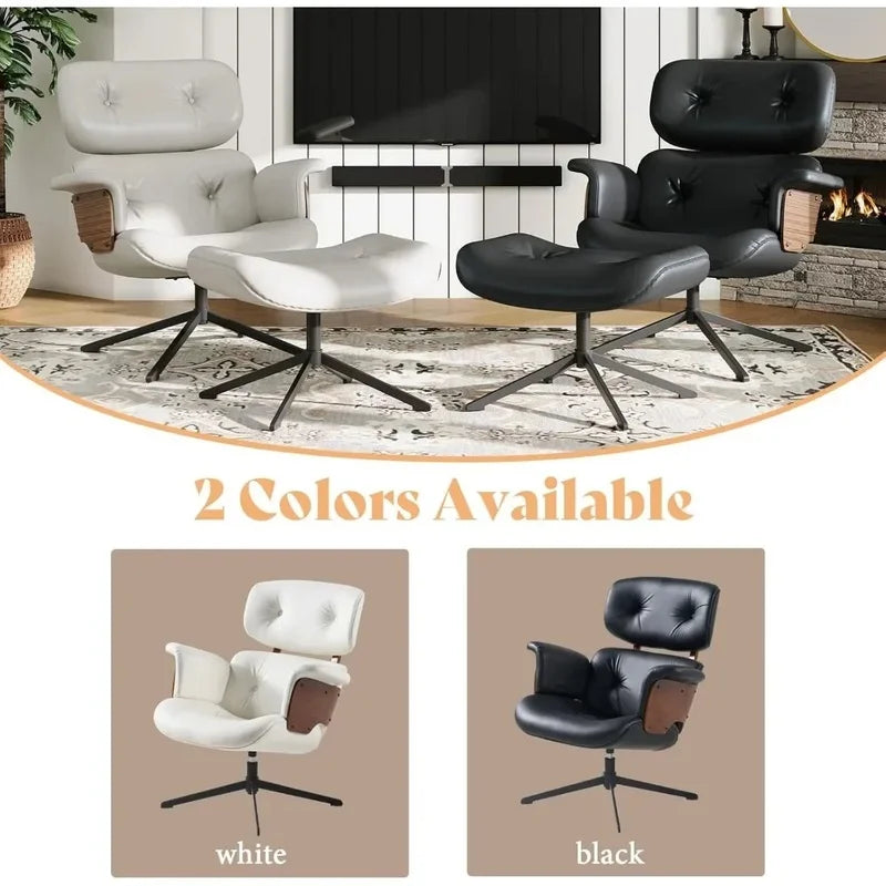 Mid Century Modern Chaise Lounge Chair with Ottoman - Classic Design for Comfort and Style