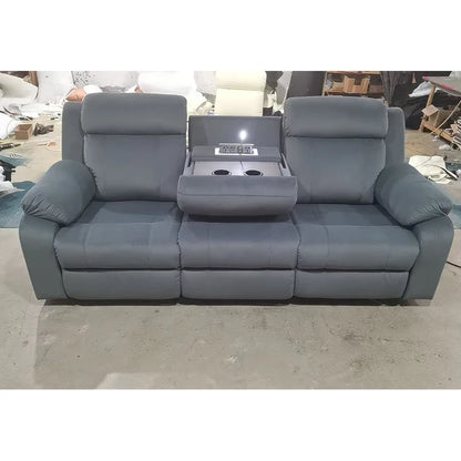 Sofa with Power Outlet, USB, and Hidden Cup Holders – Genuine Leather Recliner