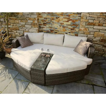 Modern outdoor patio and garden furniture set waterproof rattan lounge sofa bed and hotel park chair