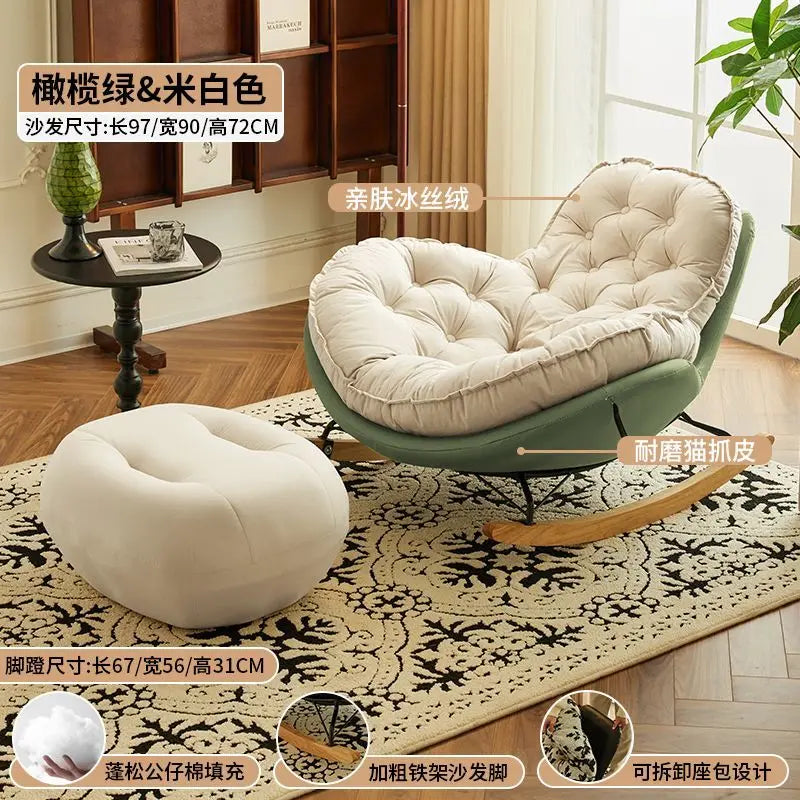Elegant Nordic Rocking Chair for Living Room Single Penguin Chair Cozy Lazy Sofa Stylish Lounge Chair for Balcony and Patio