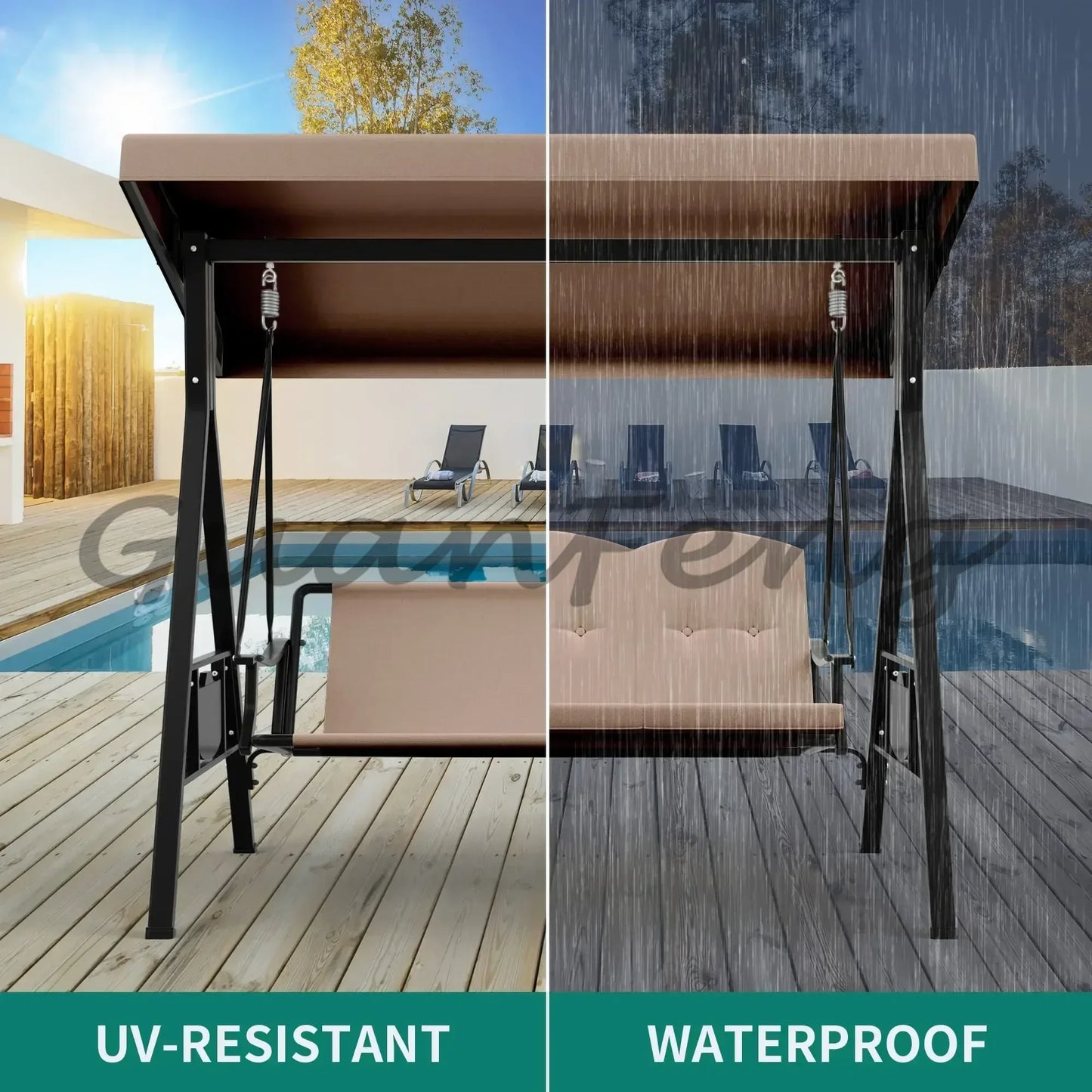 3 Seat Adult Furniture Outdoor Swing Convertible Canopy Garden Swing Chair Patio Swings