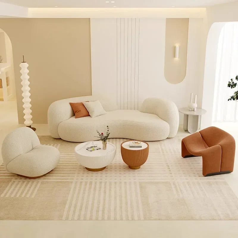 Cream wind sofa, new reception curved sofa in the living room