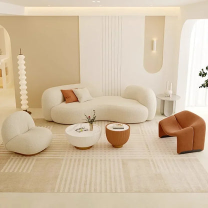 Cream wind sofa, new reception curved sofa in the living room