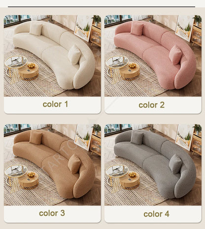 Hot Sale Modern Luxury Living Room Furniture White Couch Living Room Sofas Curved Velvet Sofa Set Fabric Sofa for Home