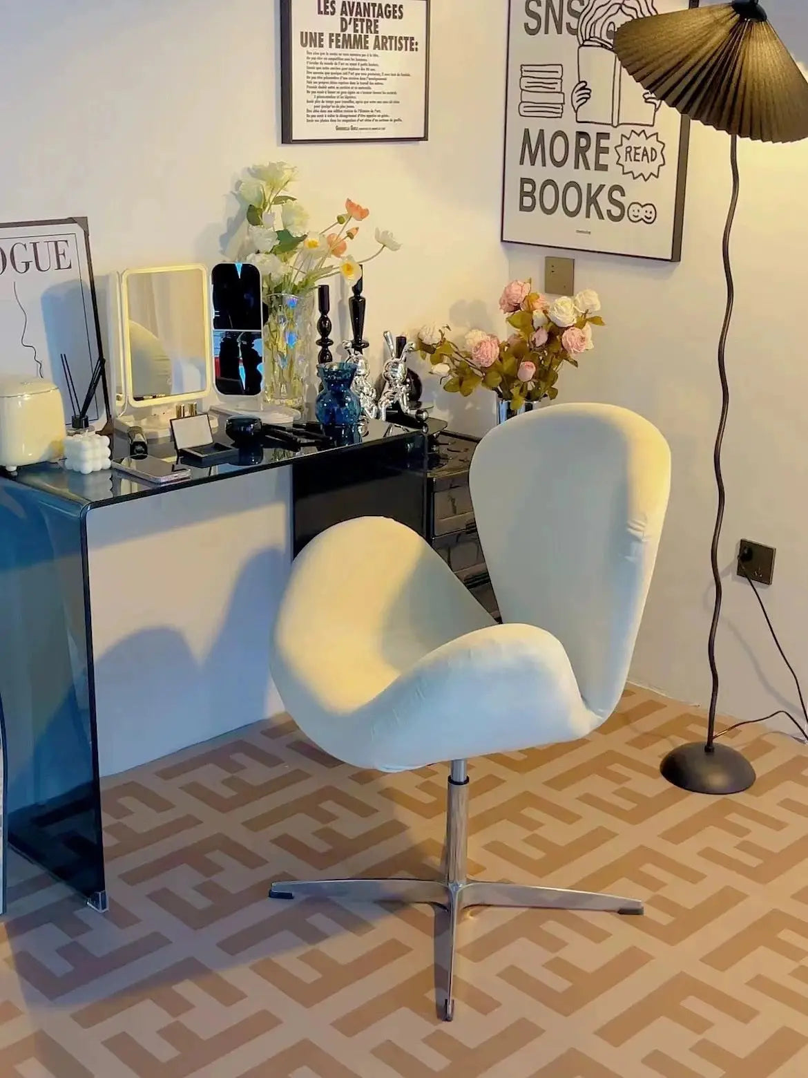 Wrap Swan Chair Leisure Chair Small Sofa Home Furniture Comfortable Living Room Chair Minimalist Lifting Office Chair Makeup Sto