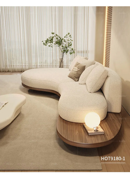 Walnut color special-shaped sofa disposable technology fabric modern wabi-sabi style living room home design sense
