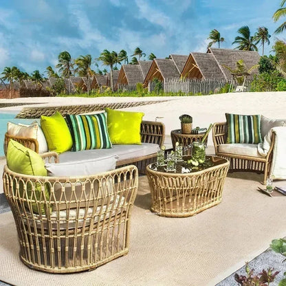 Simple Home Restaurant Garden Sofas Comfortable Balcony Coffee Shop Rattan Chair Outdoor Courtyard Villa Furniture Casual Sofa H
