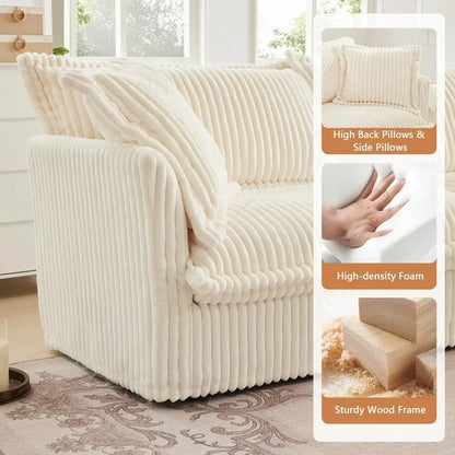 83.4” L-Shaped Comfy 2-Seat Sofa Couch Upholstered Deep Seat Couches With