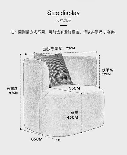 Nordic Light Luxury Cream Style Single Lambswool Couch Home Living Room Bedroom Couch Designer Chair