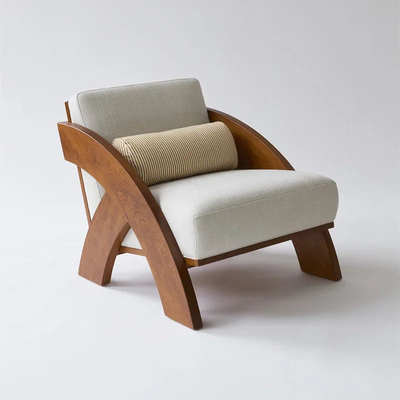 Solid wood living room sofa chair simple household balcony single chair lazy leisure chair