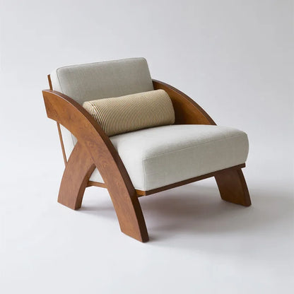 Solid wood living room sofa chair simple household balcony single chair lazy leisure chair