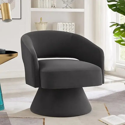 Swivel Barrel Chair, Modern Upholstered Velvet Accent Chair with Open Backrest, Comfy Single Sofa Chair Armchair with 360 Degree