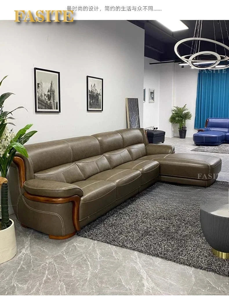 leather sofa modern simple living room combination small apartment Nordic first-layer cowhide princess corner furniture