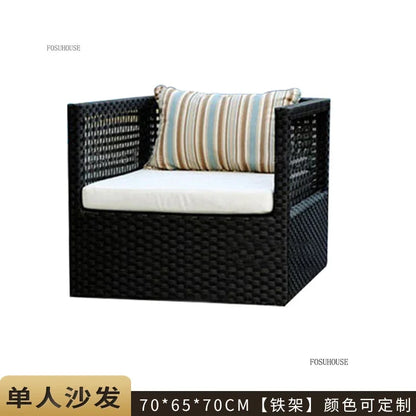 Nordic Outdoor Sofas Courtyard Villa Sun Room PE Rattan Chairs Single Double Terrace Sofa Waterproof Sunscreen Outdoor Furniture