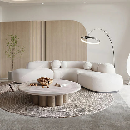 Italian light luxury curved wabi sofa special-shaped corner large apartment living room model room designer milk white sofa
