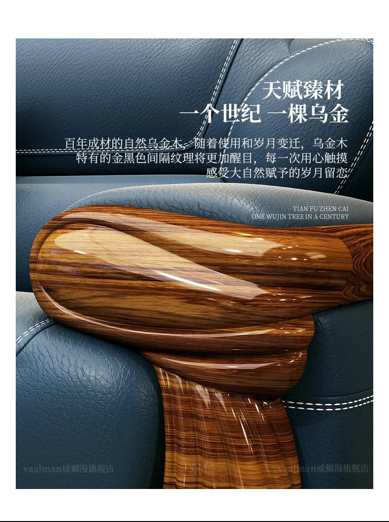 B178 A Imported ebony wood carving flower sofa villa new Chinese modern simple first layer leather sofa