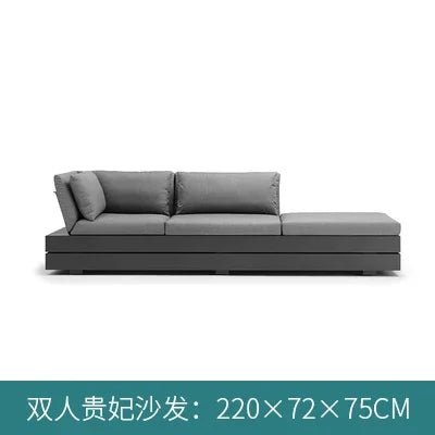 Outdoor sofa, rainproof, sunscreen, rattan craft, courtyard garden, Nordic solid wood coffee table