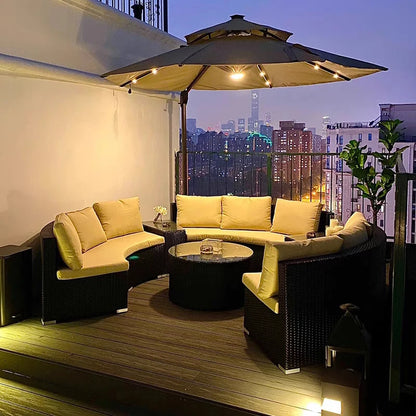 Outdoor rattan sofa courtyard open-air combination seat pe imitation rattan outdoor garden leisure balcony full circle curved ch