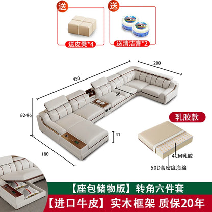 Interior Leather Design Living Room Sofa Storage Quality Comfortable Romantic Soft Leisure Multifunctional Sillon Cama Furniture