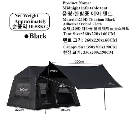 MOUNTAINHIKER 4-6 Person Outdoor Camping Manual Inflation Tent Anti-UV Shade Waterproof Air Tent Hiking Quick Open Beach Fishing