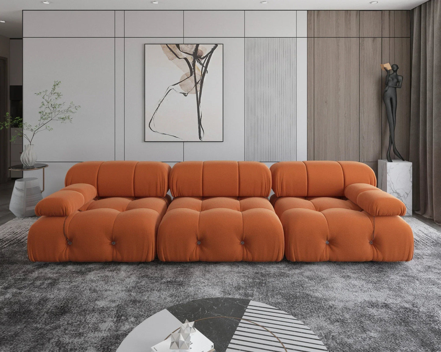 Nordic l shape Sectional sofa With Ottoman Modular Combination Velvet Modular Sofas Long Couch