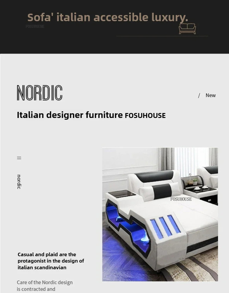 High-end Villa Sofas Design Modularity Sofa U-Shape Living Room Sofas Sets with Bluetooth Speaker for Living Room Furniture