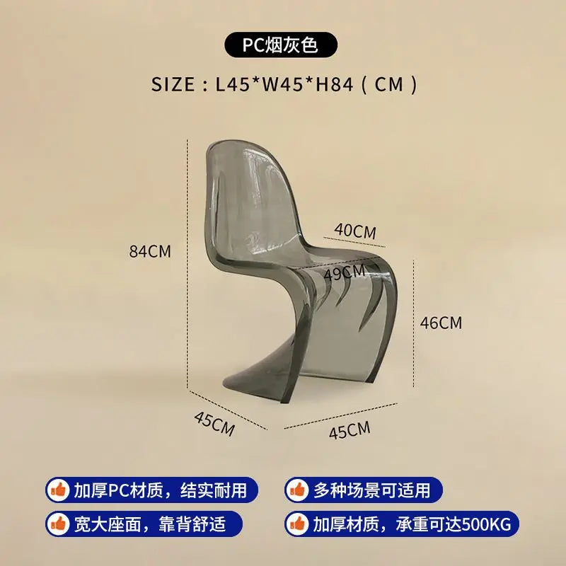 Plastic chair Nordic creative simple transparent plastic back chair chair stool