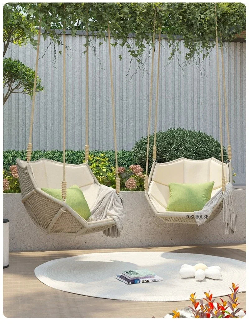 Outdoor Patio Swing Nordic Balcony Rocking Chair Indoor Adult Hanging Chairs Outdoor Single Swing Chairs Modern Hanging Basket Z