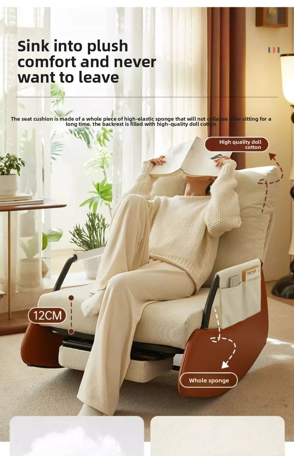 Multifunctional Rocking Chair Adjustable Recliner for Living Room and Bedroom Furniture Comfortable Single Seater Lounge Chair