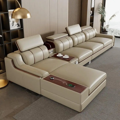 Interior Leather Design Living Room Sofa Storage Quality Comfortable Romantic Soft Leisure Multifunctional Sillon Cama Furniture