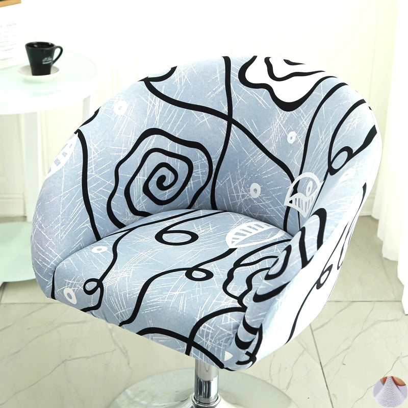 Universal Curved Chair Cover Short Back Printed Arc Armchair Covers Dining Chair Covers Home Spandex Elastic Dustproof Cover