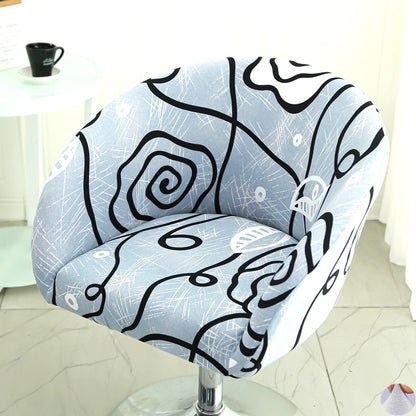 Universal Curved Chair Cover Short Back Printed Arc Armchair Covers Dining Chair Covers Home Spandex Elastic Dustproof Cover