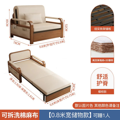 Light luxury home living room balcony folding sofa bed, single double multi functional telescopic bed