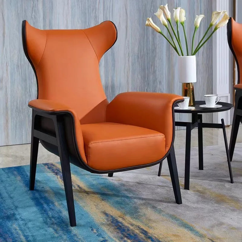 Single sofa chair, modern simple study balcony lazy Internet celebrity live leisure chair, solid wood tiger chair
