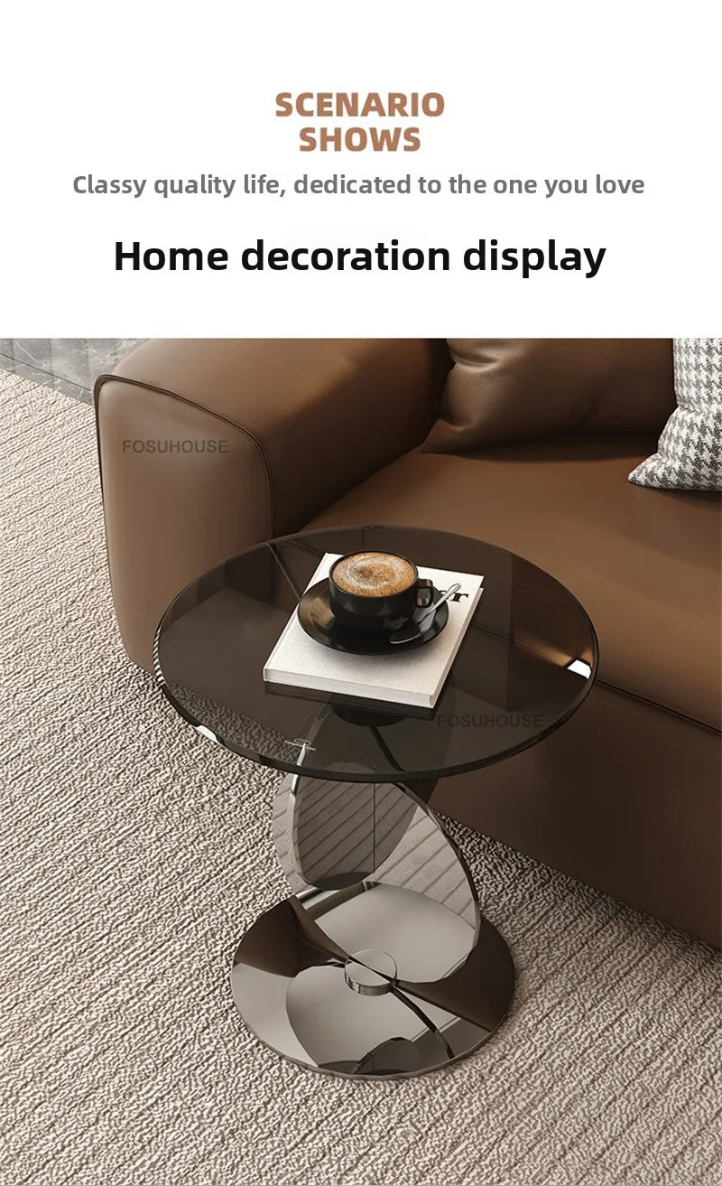 Nordic Light Luxury Coffee Tables Glass Side Table Designer Stainless Steel Corner Table Home Furniture Living Room Coffee Table