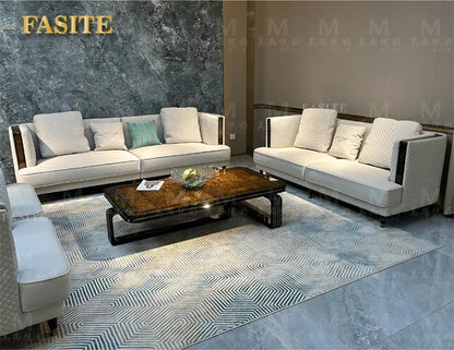 Italian light luxury leather sofa combination