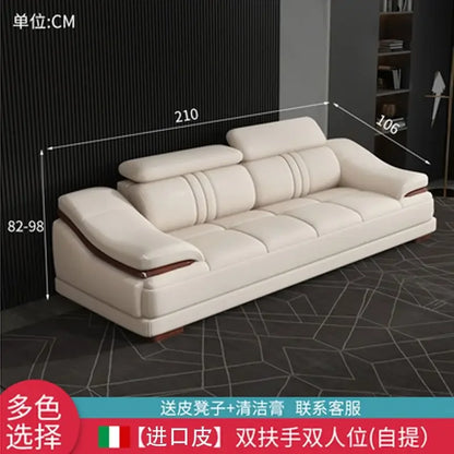 Leather combination living room modern simple leather art large and small apartment corner first layer cowhide sofa
