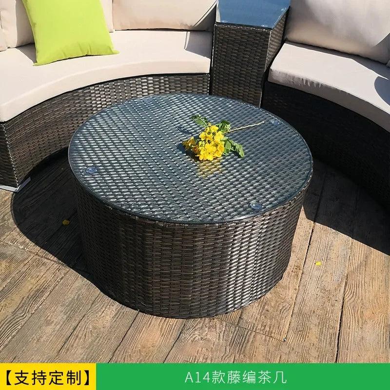 Leisure Outdoor Villa Garden Arc Sofa Hotel Courtyard Rattan Sofa B & B Terrace Sofa Furniture