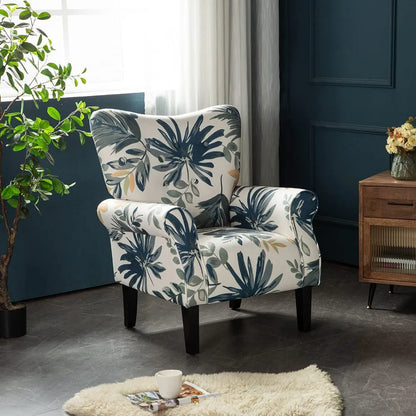 Modern Accent Chair,High Back Armchair,Upholstered Fabric Button Single Sofa with Wooden Legs for Living Room,Customized