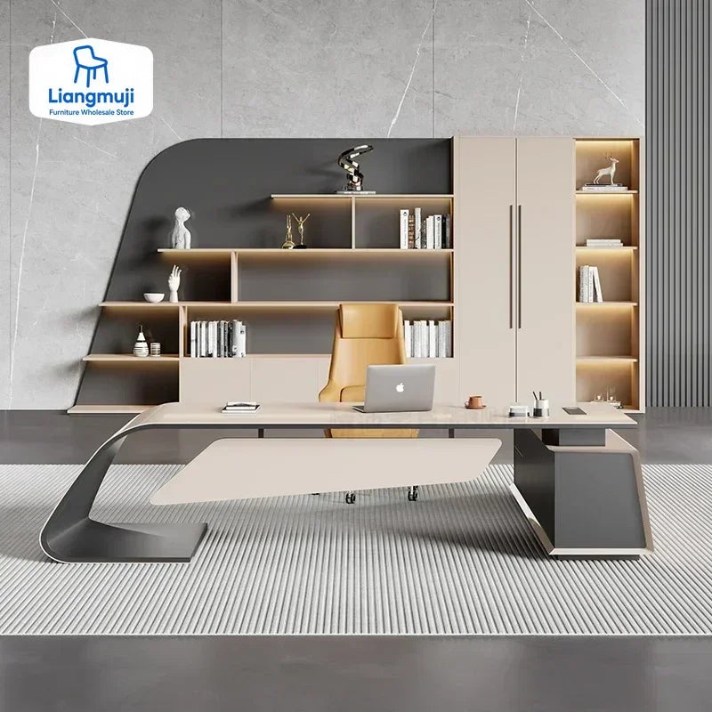 Designer Modern Office Desks Asthetic Luxury Storage Drawers Writing Executive Desk L Shaped Study Escritorios Office Furniture