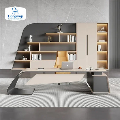 Designer Modern Office Desks Asthetic Luxury Storage Drawers Writing Executive Desk L Shaped Study Escritorios Office Furniture