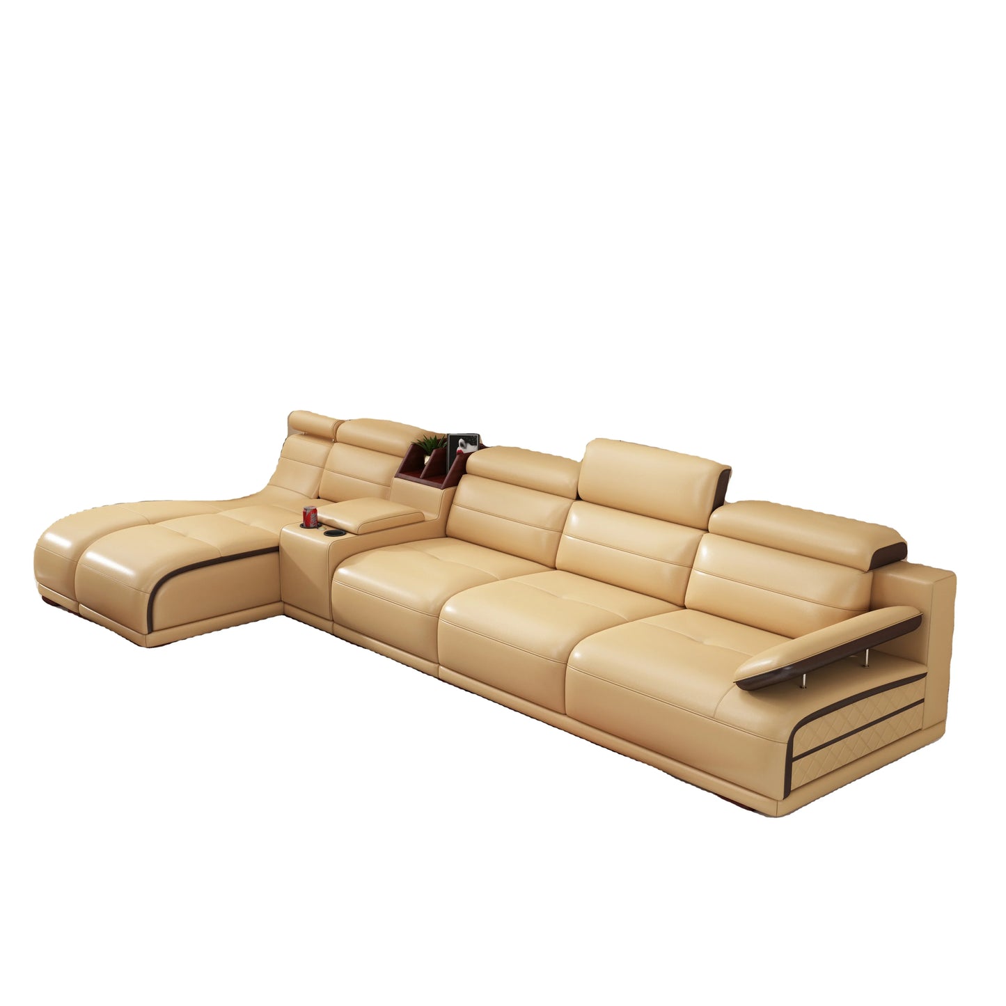 -Modern Living Home Furniture With Bluetooth Speaker L Shape Leather Sofa High Quality Living Room Sofa Combination