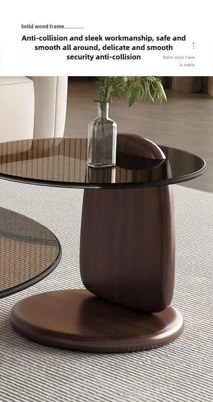 Table à thé, salon, petite maison, style italien, table à thé simple et moderne, table à thé créative en verre à combinaison circulaire