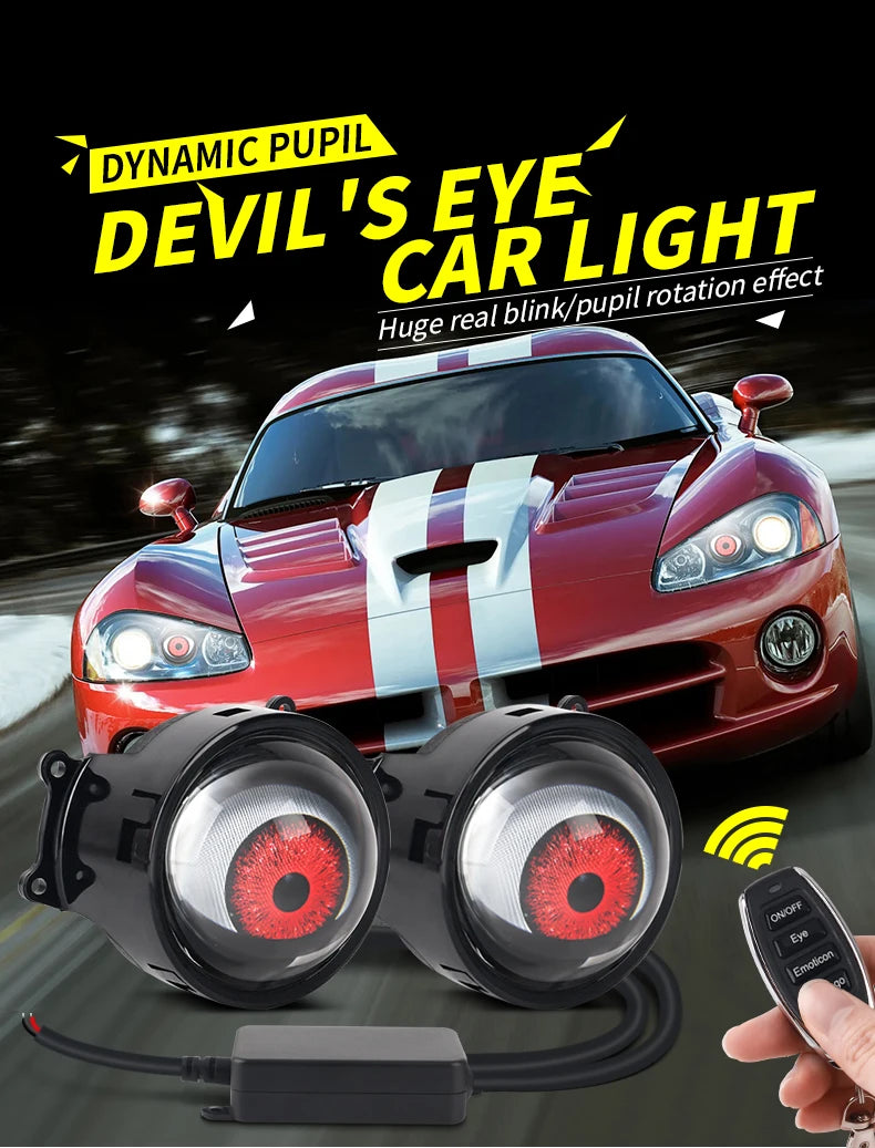 Cool Decoration Dynamic LED Car Headlights Devil Eye LED Car Light Headlight Assembly Modified Eagle Eye Light Cars Accessories